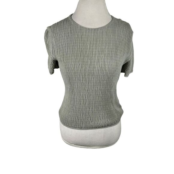 Vintage Giorgio Armani Rib puckered texture top Gray Crop Chic Size IT 42 US 6 - Picture 1 of 9